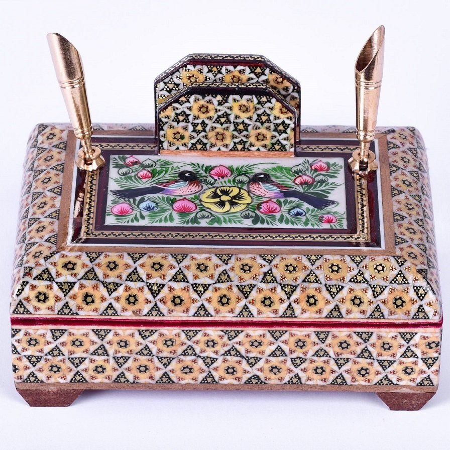 Khatam Pencil Case Flower and Nightingale Design Code 1511 , Khatam, Inlaid, Khatam Pencil Case Model, Khatam