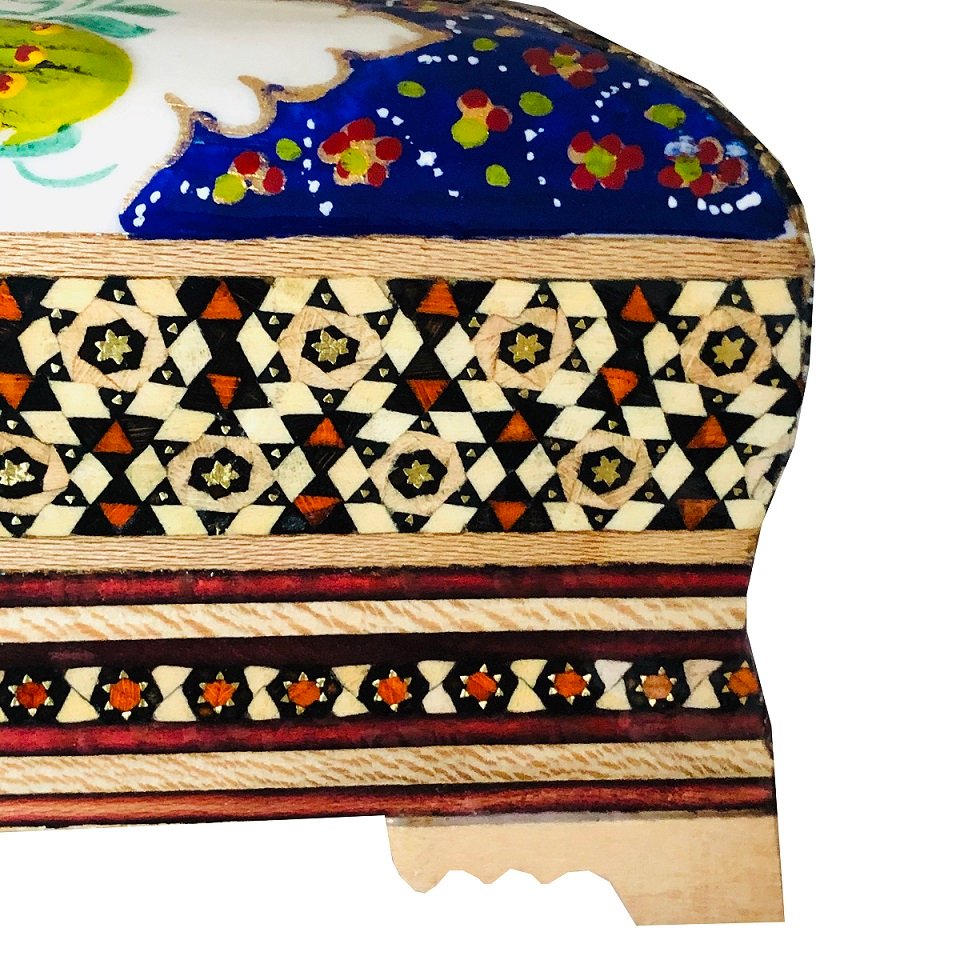 Khatam Tissue Box Flower and Chicken Design Code 10324 , Khatam Tissue, Inlaid, Khatam Tissue Box, Khatam