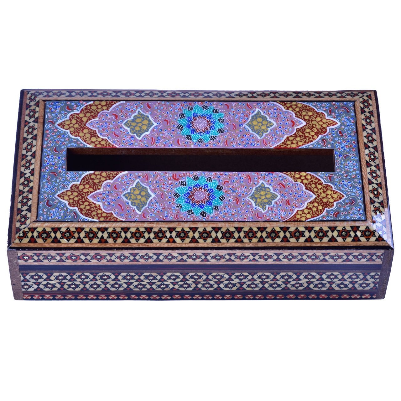 Khatam Tissue Box tazhib design aseman model code 2614 , Khatam Tissue, Inlaid, Khatam Tissue Box, Khatam