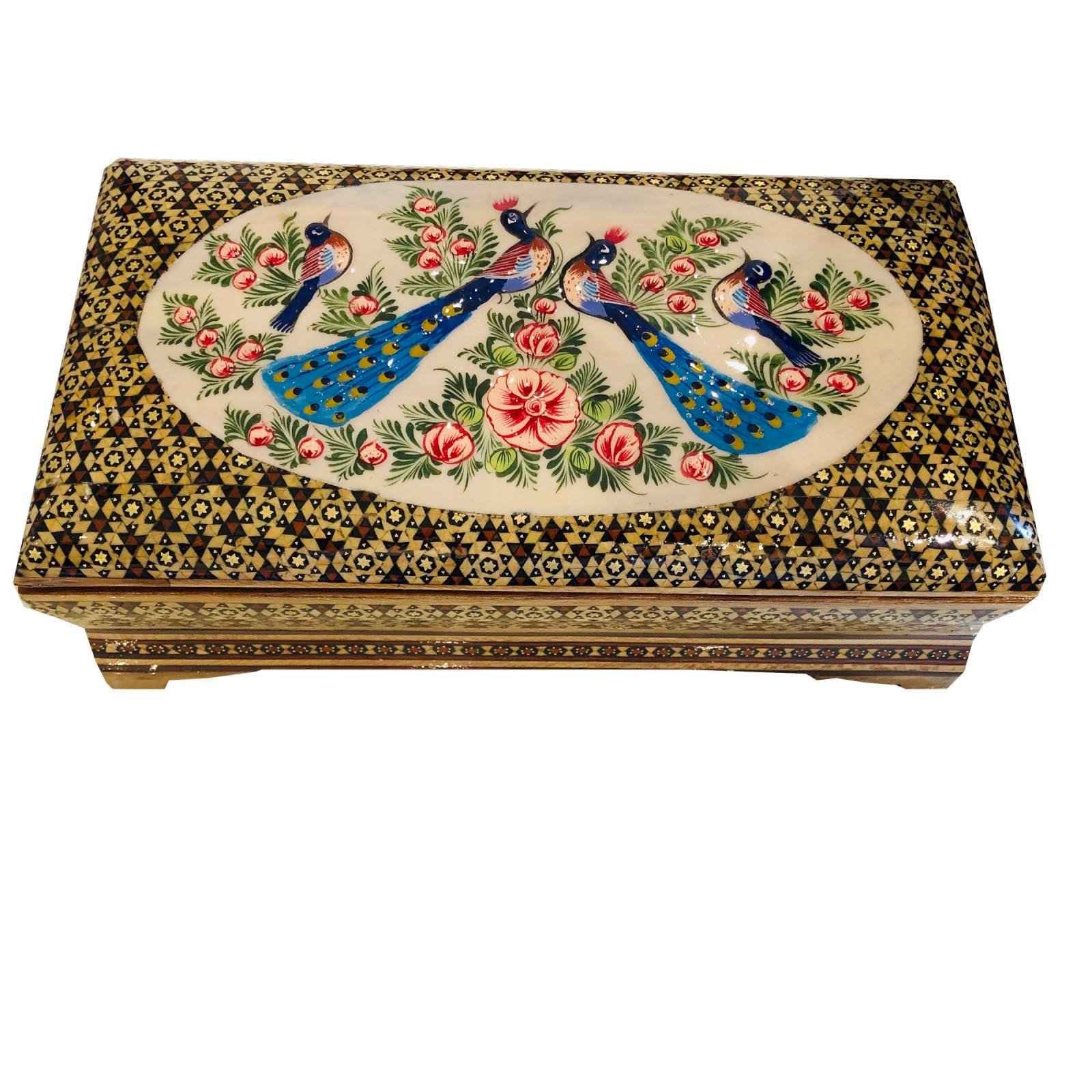 Khatam box Flower and chicken design 33 , Khatam box model, Inlaid, Khatam box, Khatam