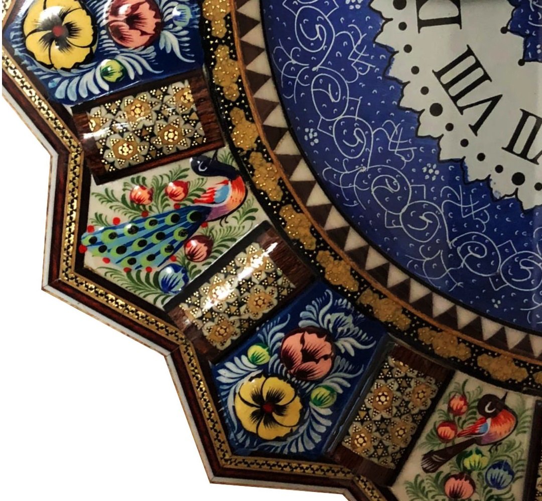 Khatam clock Design flower and chicken code 24RE , Khatam clock, Inlaid, Khatam clock Model, Khatam