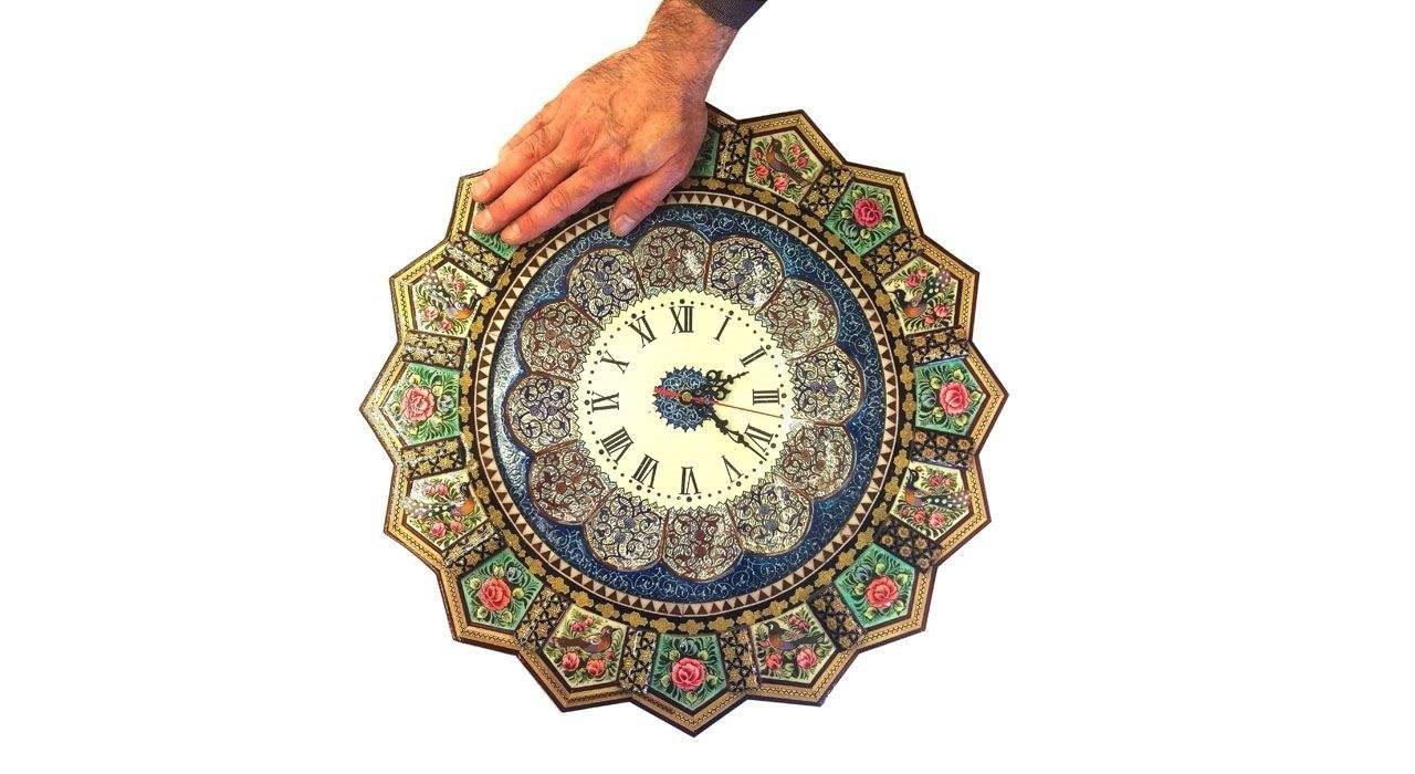 Khatam clock Flower and bird design code 1093 , Khatam clock, Inlaid, Khatam clock model, Khatam