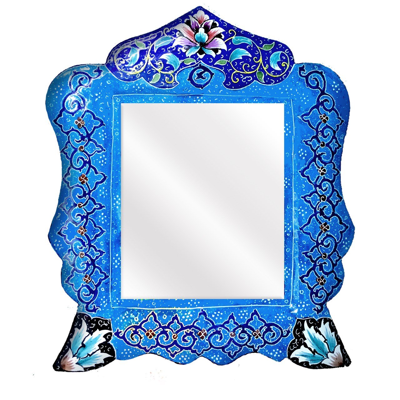 Enamel Handicraft Copper Mirror Frame Design Diba 6 Model M-6, kunsthåndværk emalje, blå emalje, kunsthåndværk