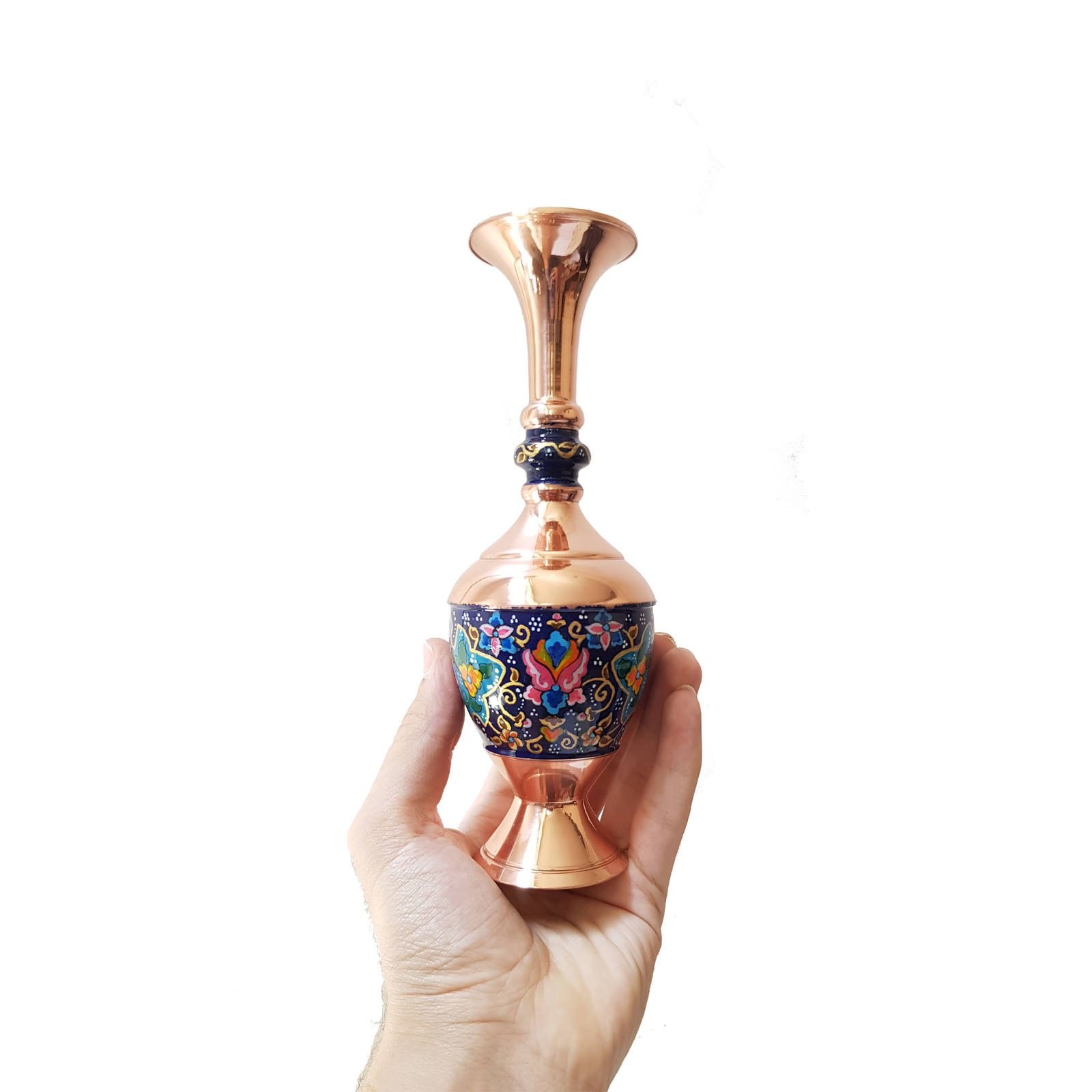 Enamel Handicraft Copper pot model naghashi pardaz Code 201, ollas hechas a mano, tarros hechos a mano, esmalte hecho a mano, esmalte azul hecho a mano