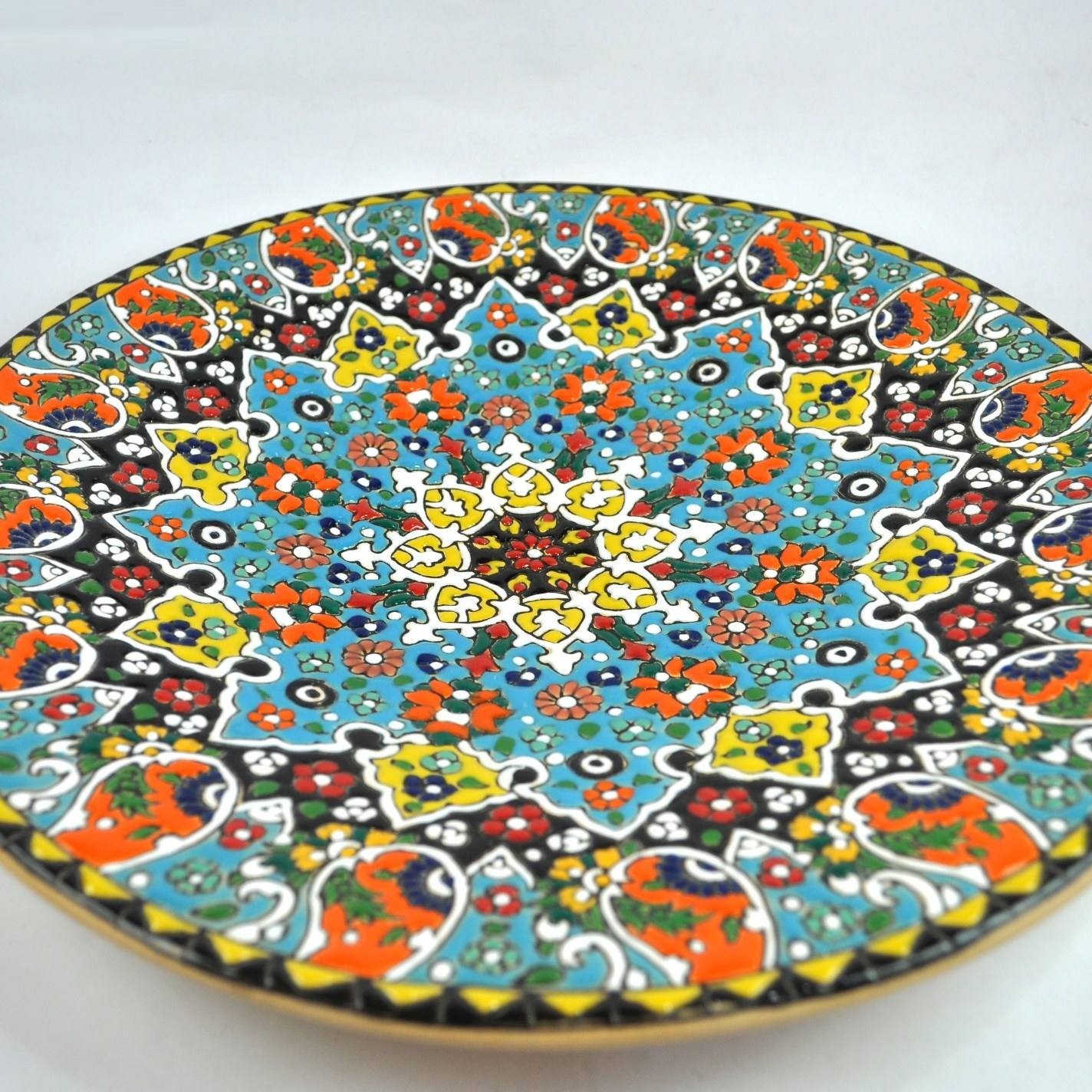 Enamel Handicraft Pottery dish code 1230019, kunsthåndværk tallerkener, hånd tallerken, men kunsthåndværk