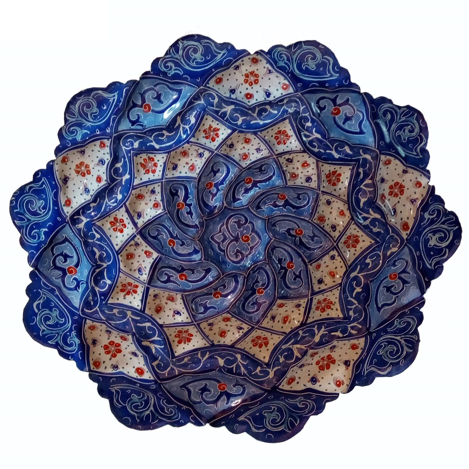 Enamel Handicraft copper dish eslimi khataei design Homa model,buy traditional enamel,buy dishes,decoration plates