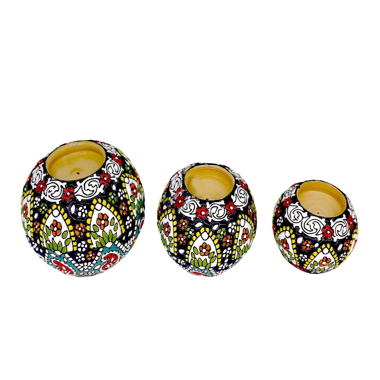 Enamel Handicraft pottery Candlestick code 333D collection 3 pieces, esmalte, pratos de esmalte, artesanato de esmalte