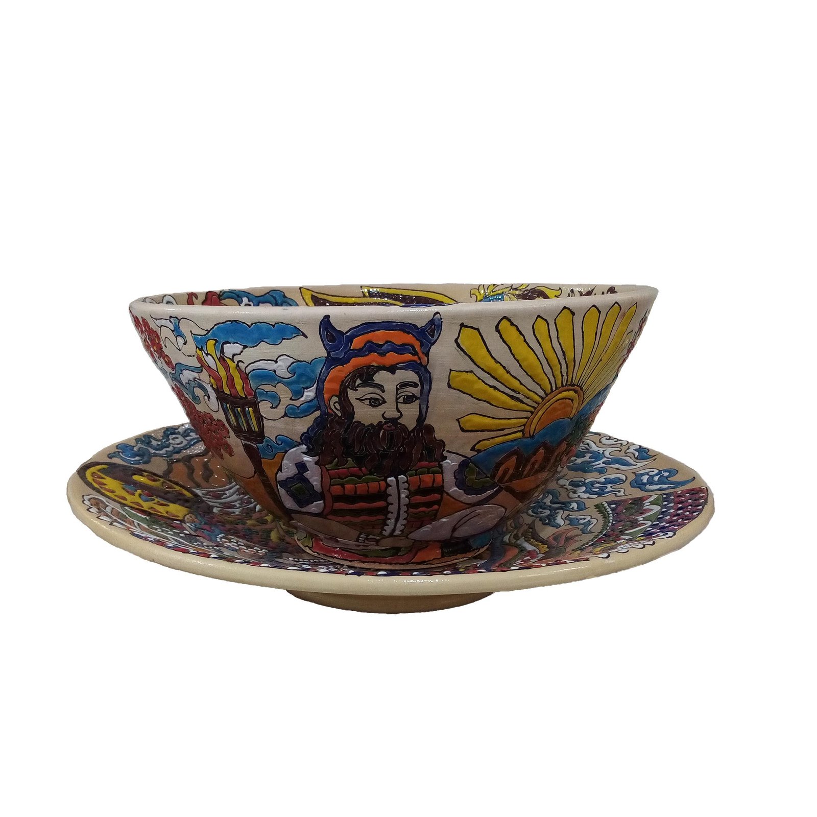 Enamel Handicraft pottery dish and bowl Shahnameh design code 563, vendedores de esmalte, negociantes de esmalte, produtores de esmalte