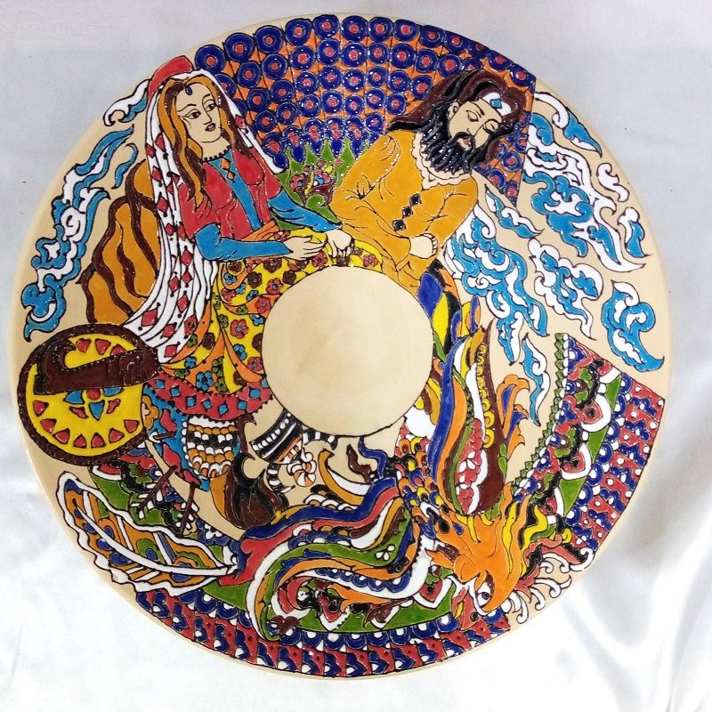 Enamel Handicraft pottery dish and bowl Shahnameh design code 563, vendedores de esmalte, negociantes de esmalte, produtores de esmalte