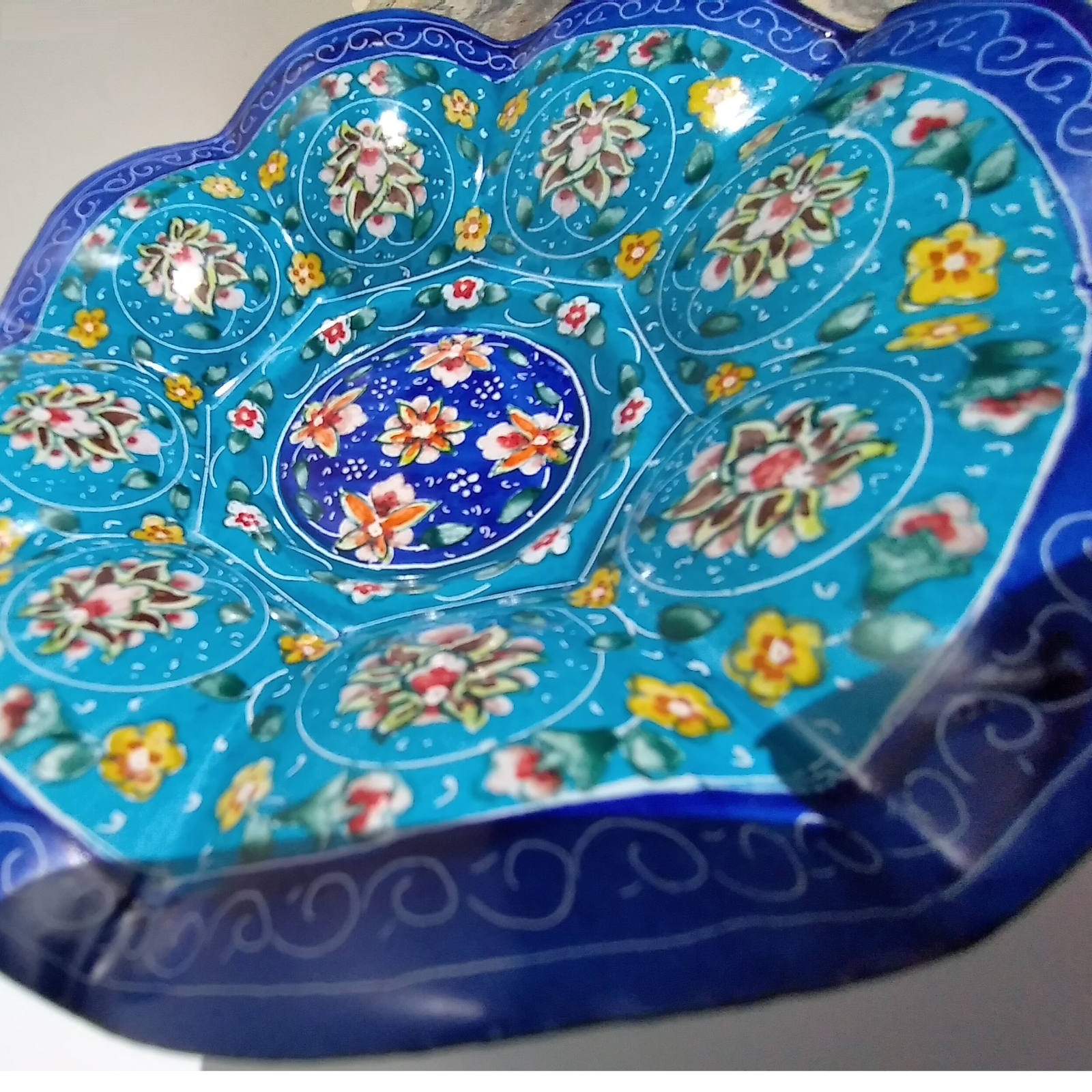 Enamel Handicraft copper dish model pardaz code 342,handmade dish,handmade plate,handmade pots