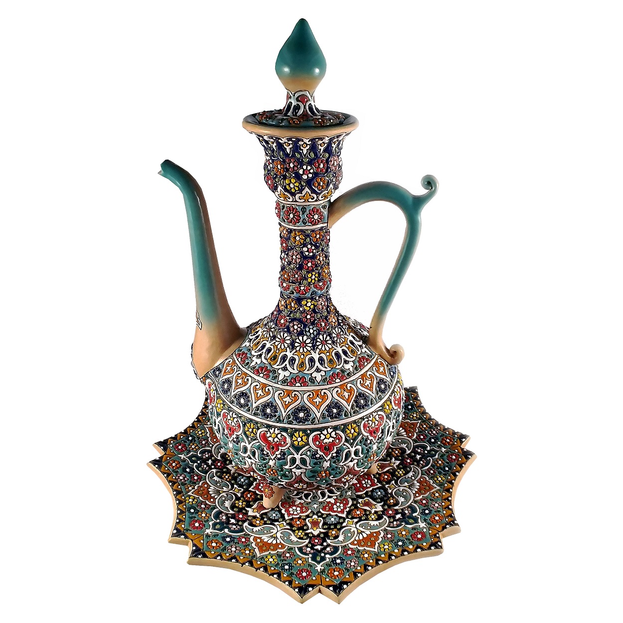 Enamel Handicraft pottery pitcher and dish code S02,comprare piatto fatto a mano,piatto fatto a mano