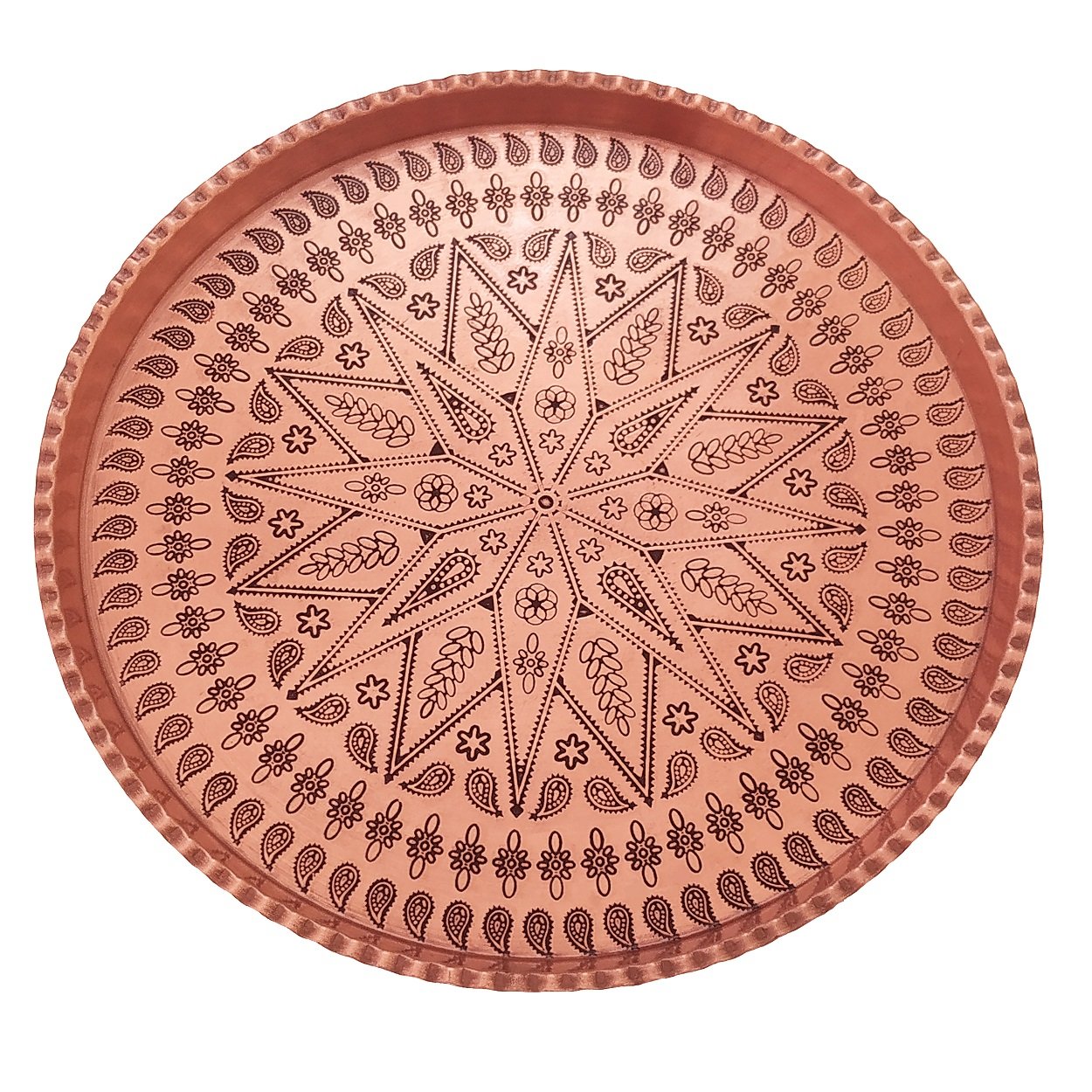 Handicraft Copper tray toranj design round model code cb07g,copper pot price,copper spoon price