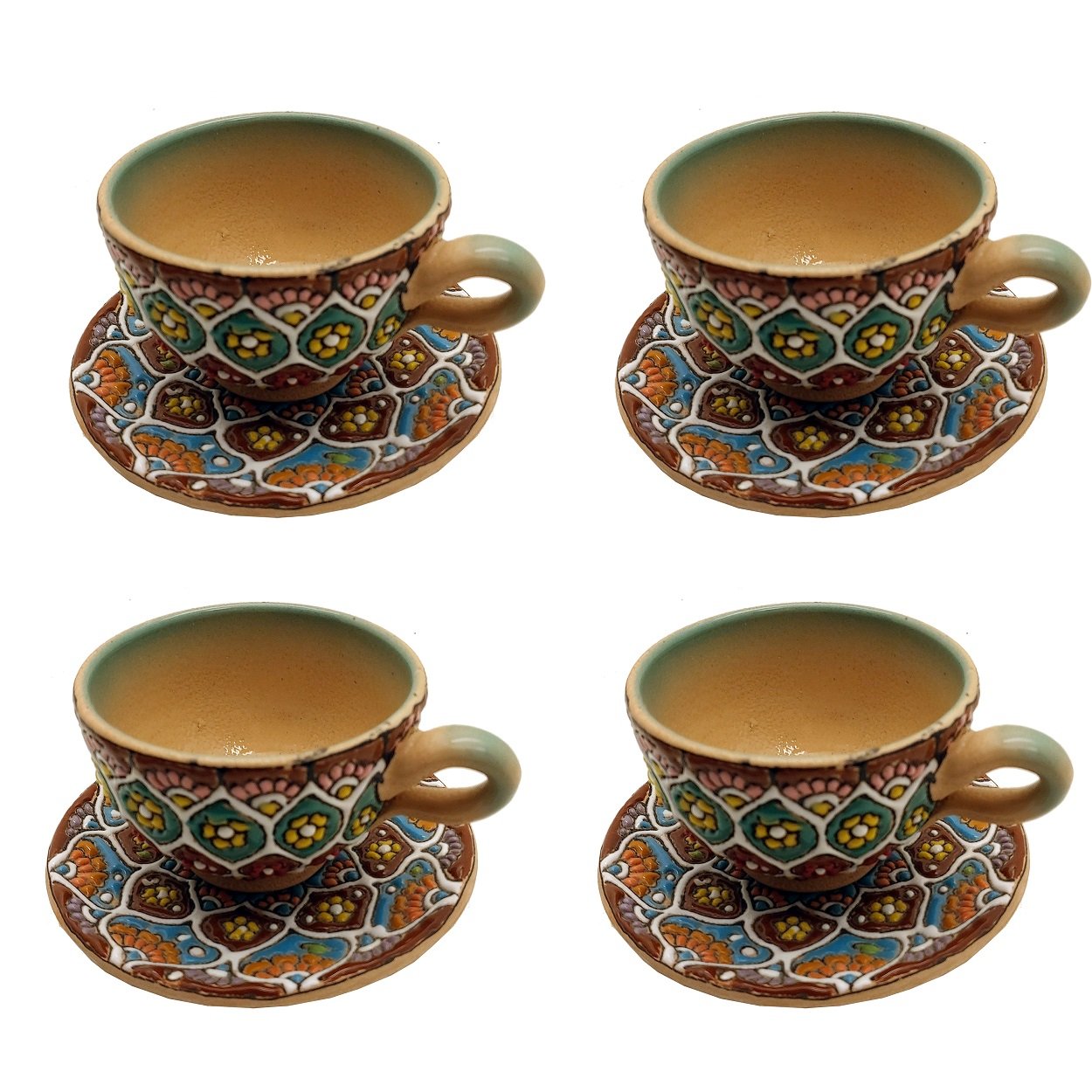 Enamel Handicraft pottery dish and cup model 008 set 8 pcs,enamel,enamel dishes,ename handcraft,handicraft enamel,blue enamel,handicrafts,handicrafts dishes