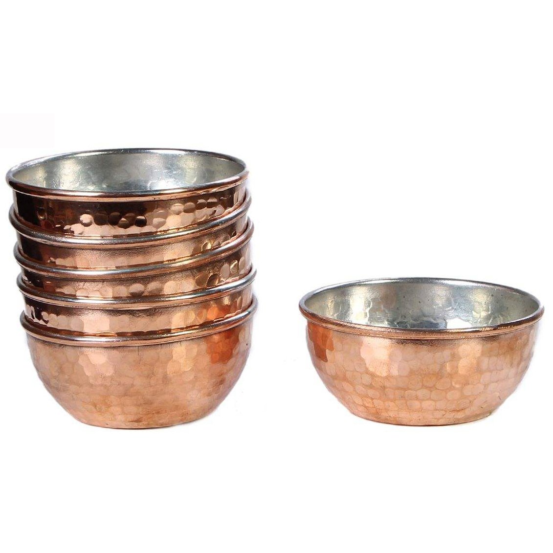 Handicraft Copper bowl model 01 set 6 pcs, oală din cupru, sticlă din cupru