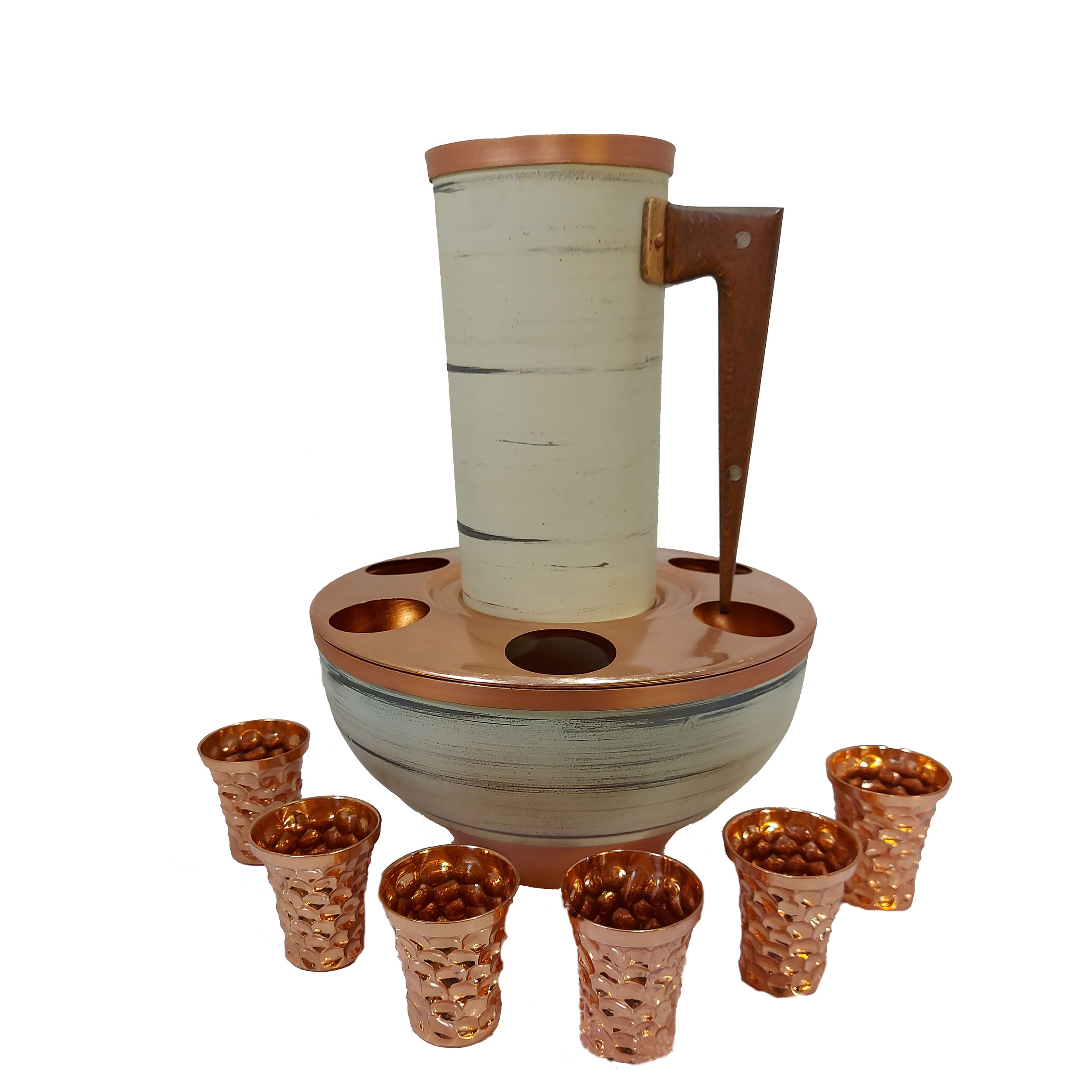 Handicraft Copper jug ​​and glass modern model code 78258 set of 8 pcs,copper pot,copper glass