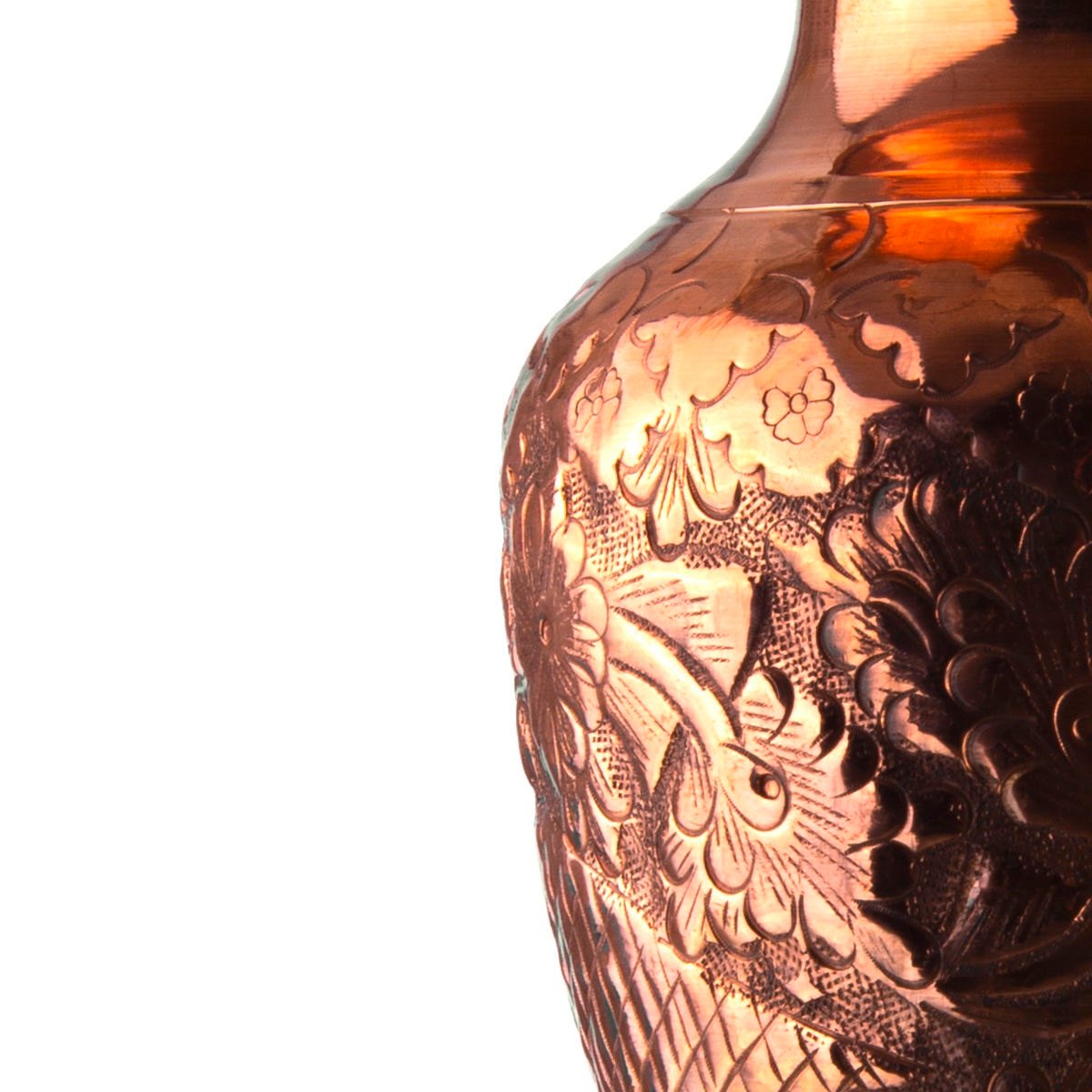 Handicraft Copper pot Flower and chicken design code 1442, cobre, cobre metálico, cobre persa