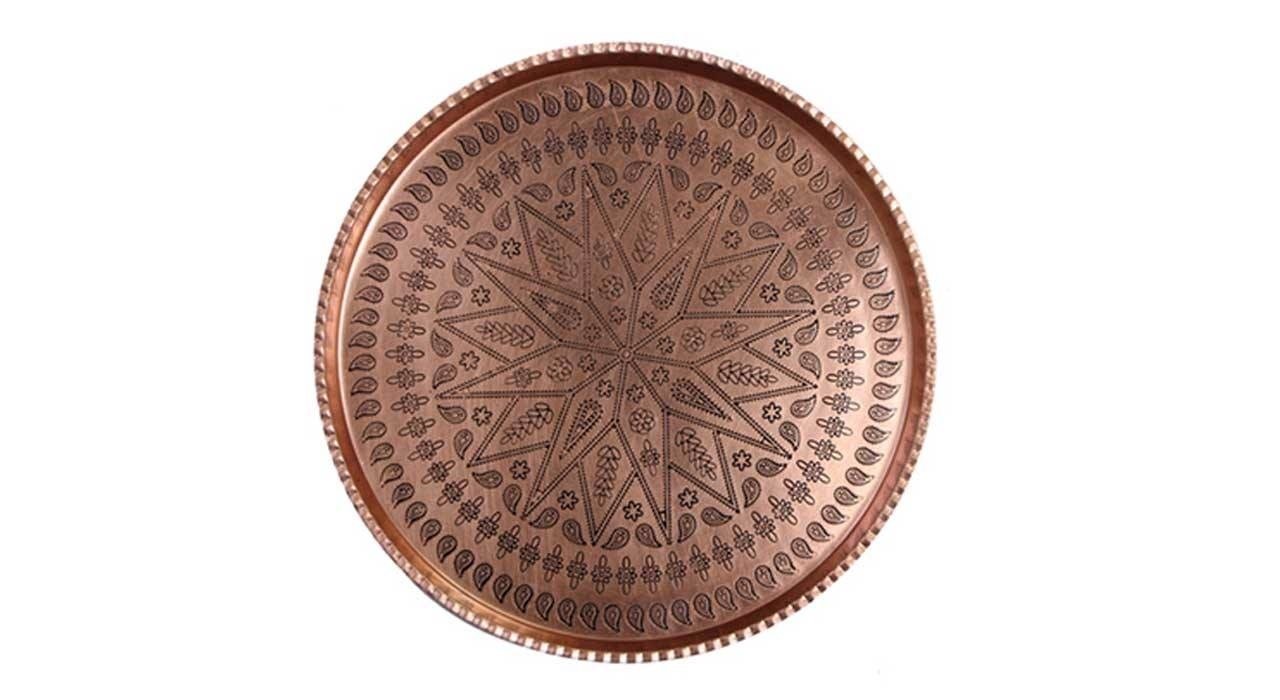 Handicraft Copper tray Round design code ZH45,price of copper dishes,price of copper handicrafts