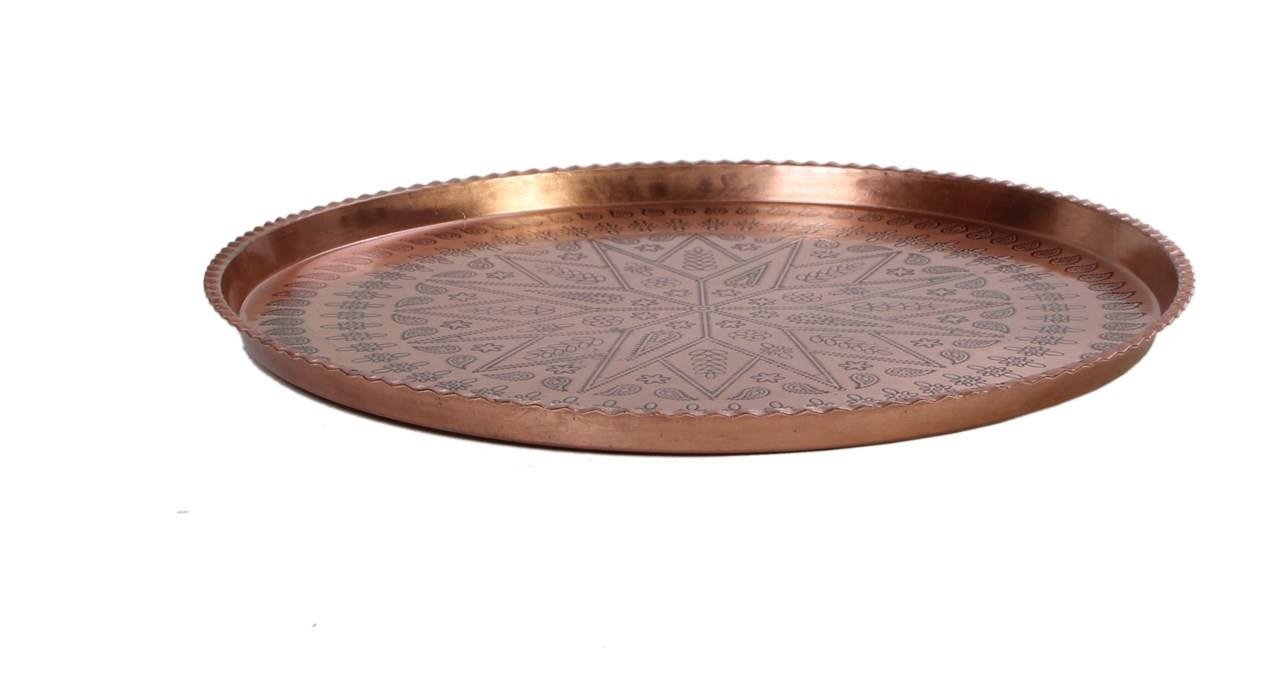 Handicraft Copper tray Round design code ZH45,price of copper dishes,price of copper handicrafts