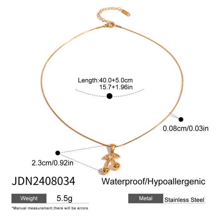Stainless Steel Cherry Necklace Cute Earrings Ornament Women - Image 5