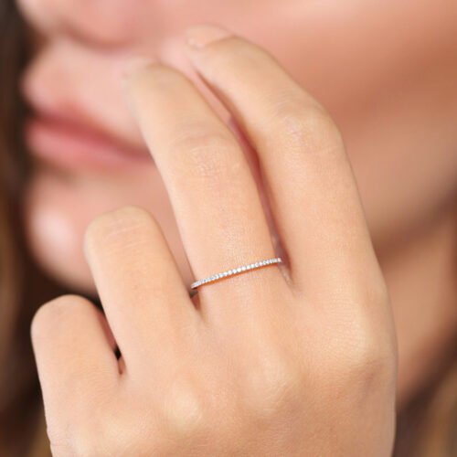 Simple Zircon Micro-inlaid Rose Gold Plated Ring