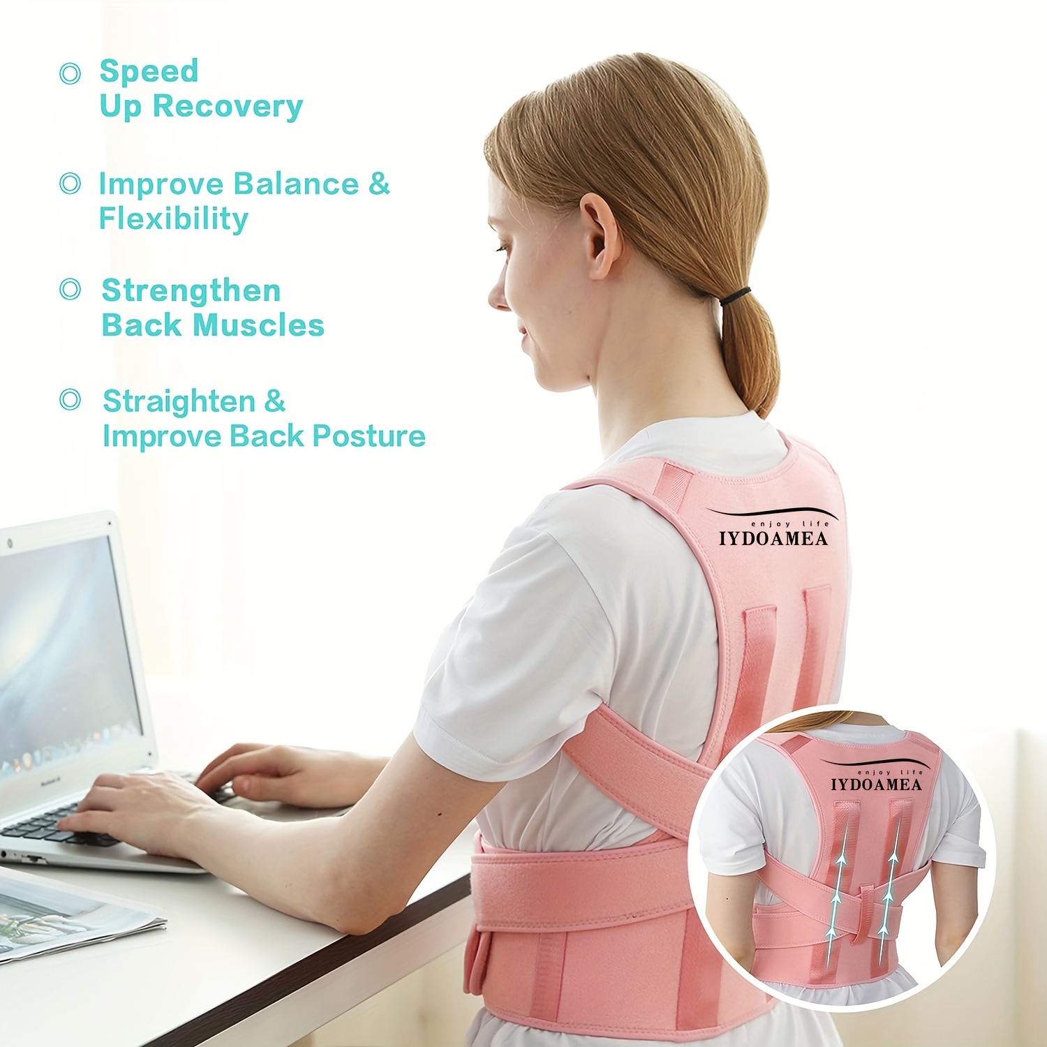 IYDOAMEA Posture Corrector – Adjustable Back Brace for Shoulder & Lumbar Support - Image 12