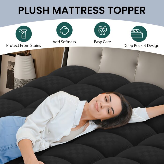 MEWAY Cooling Mattress Topper – Extra Thick Quilted Pad with Deep Pockets, Machine Washable - Image 2