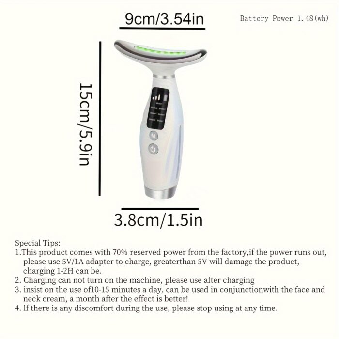 7-Color Neck & Facial Massager – USB Rechargeable LED Skincare Tool with Vibration - Image 7