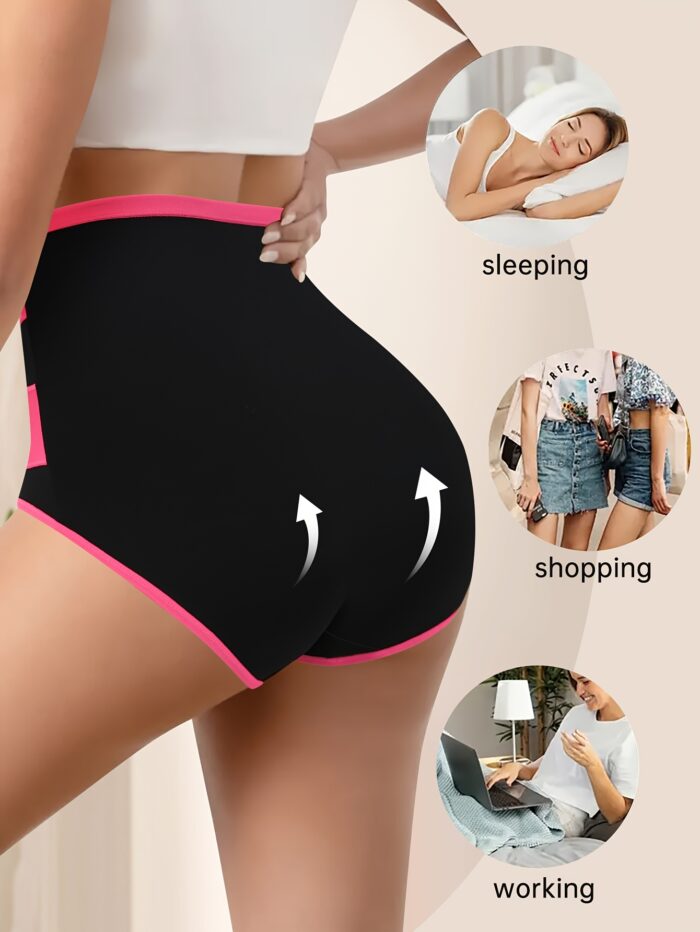 4pcs Tummy Control Panties – High-Waisted Shaping Briefs with Mesh & Cross Waistband - Image 3