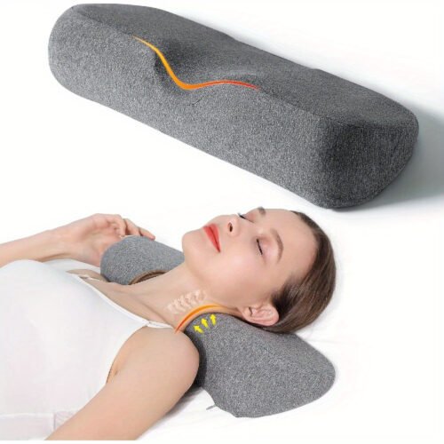 Neck Support Pillow – High-Low Cervical Design with Moisture-Wicking Zippered Cover