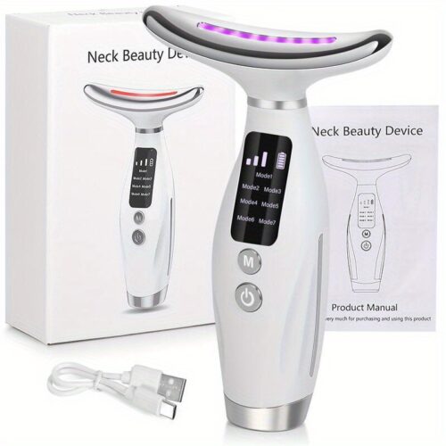 7-Color Neck & Facial Massager – USB Rechargeable LED Skincare Tool with Vibration
