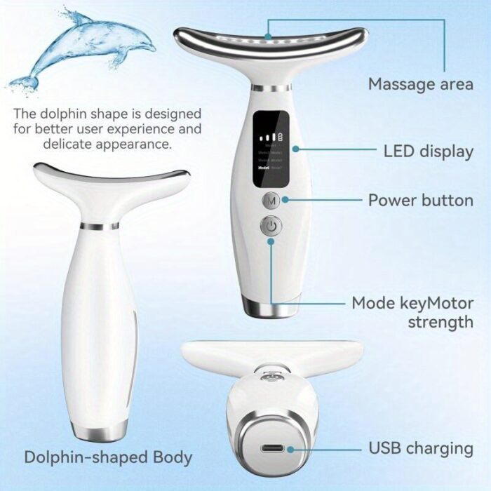7-Color Neck & Facial Massager – USB Rechargeable LED Skincare Tool with Vibration - Image 5