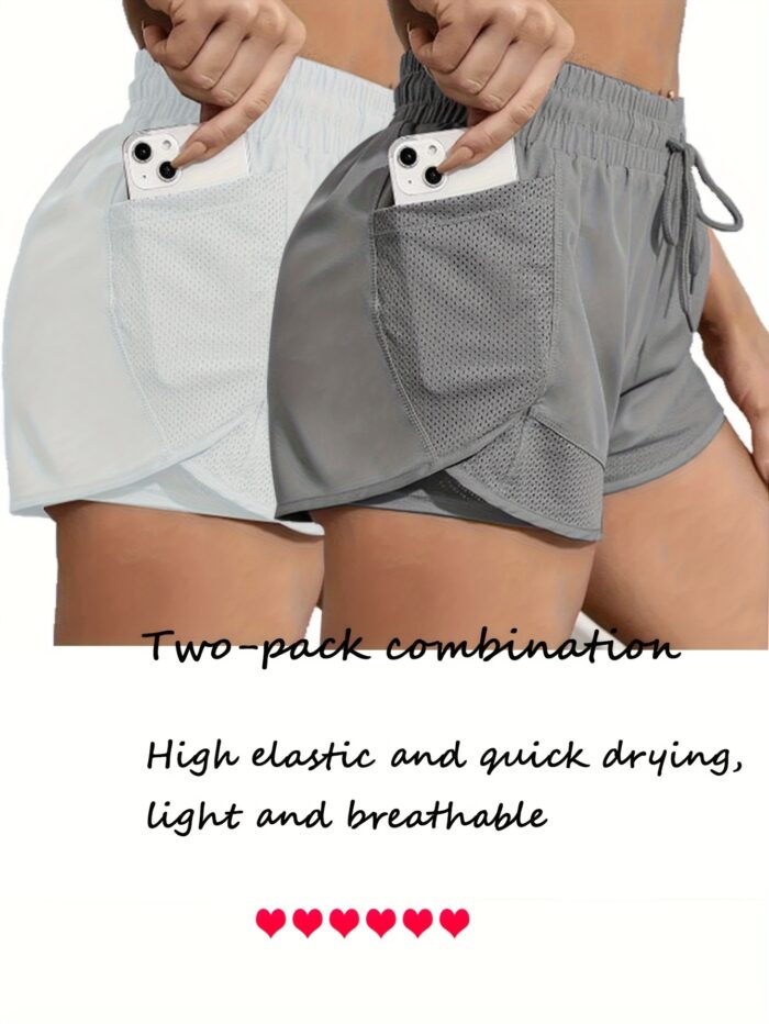 2pcs Women’s Sports Shorts Set – High-Waist, Quick-Dry & Breathable for Yoga & Running - Image 3