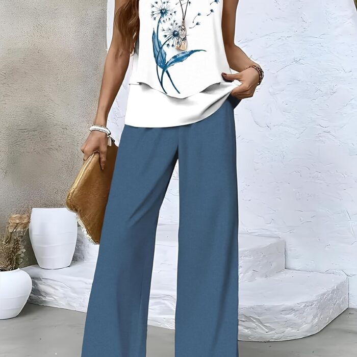 Textured Stripe Vest Suit – Square Neck Sleeveless Top & Straight Pants, Double-Layer Comfort - Image 13
