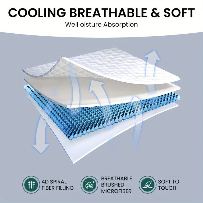 MEWAY Cooling Mattress Topper – Extra Thick Quilted Pad with Deep Pockets, Machine Washable - Image 4