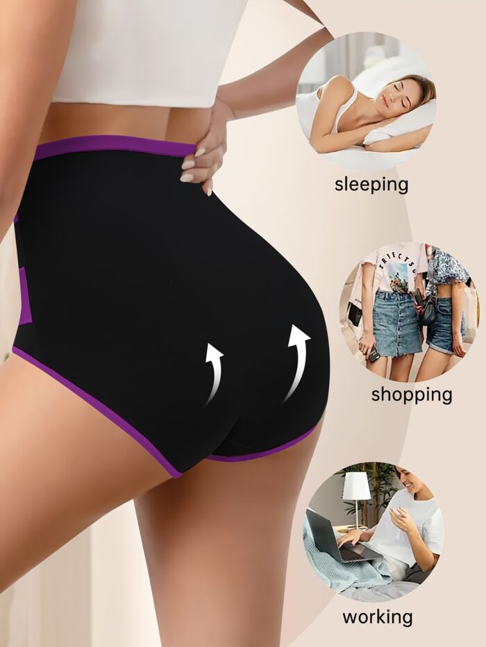 4pcs Tummy Control Panties – High-Waisted Shaping Briefs with Mesh & Cross Waistband - Image 4