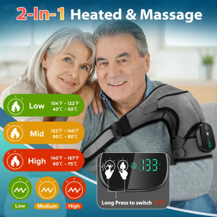 Heated Shoulder Massager – Portable Electric Pad with Vibration & Adjustable Strap - Image 3