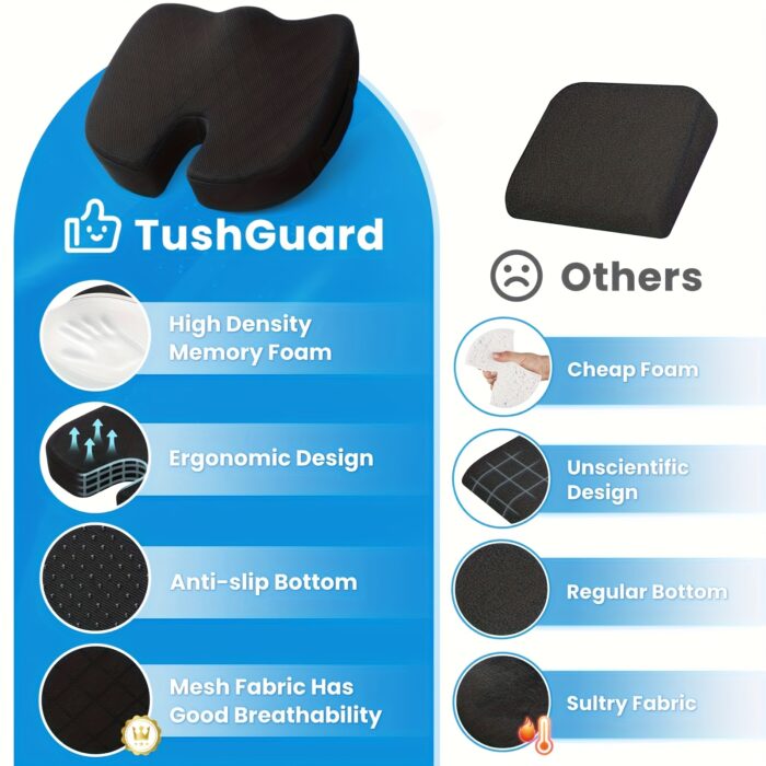 Ergonomic Memory Foam Seat Cushion – U-Shaped Tailbone Support for Office & Car Use - Image 4
