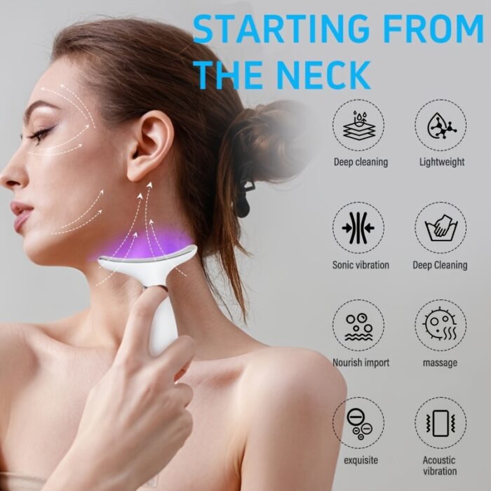7-Color Neck & Facial Massager – USB Rechargeable LED Skincare Tool with Vibration - Image 8