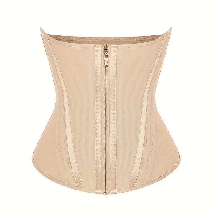 [High Compression Waist Trainer] 1pc High Compression Steel Boned Waist Trainer Belt - Adjustable Hooks and Zipper, Nylon 82% Spandex 18% Knit Fabric - Hand Washable Tummy Control Shapewear - Image 2
