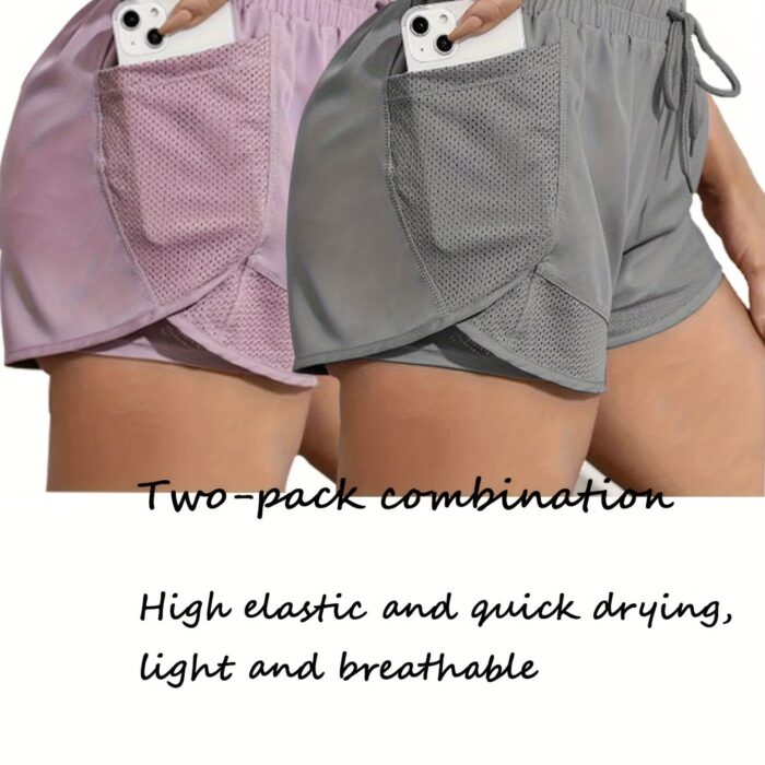 2pcs Women’s Sports Shorts Set – High-Waist, Quick-Dry & Breathable for Yoga & Running - Image 13