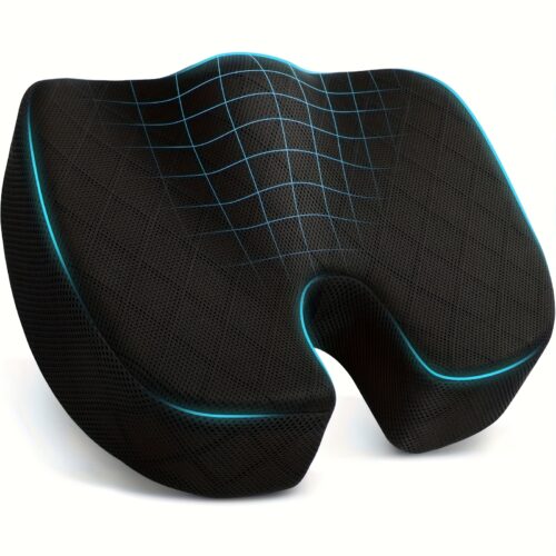 Ergonomic Memory Foam Seat Cushion – U-Shaped Tailbone Support for Office & Car Use