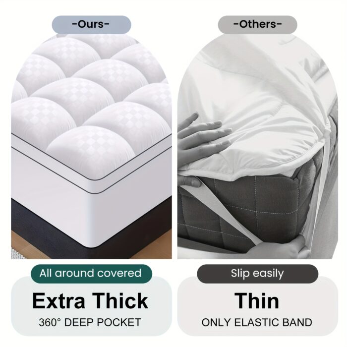 MEWAY Cooling Mattress Topper – Extra Thick Quilted Pad with Deep Pockets, Machine Washable - Image 9