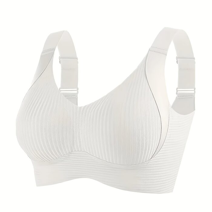 4pcs Seamless Wireless Bras – Full Coverage, Anti-Sag Lift, Ribbed Nylon (Beige/Nude) - Image 12