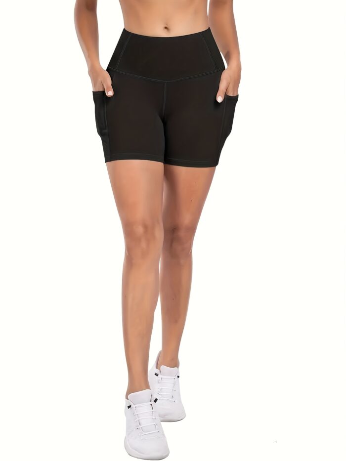 5pcs High-Waisted Workout Shorts – 6" Length, Pocketed, Soft Tummy Control for Yoga & Running - Image 6