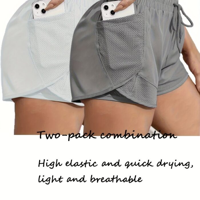 2pcs Women’s Sports Shorts Set – High-Waist, Quick-Dry & Breathable for Yoga & Running - Image 10