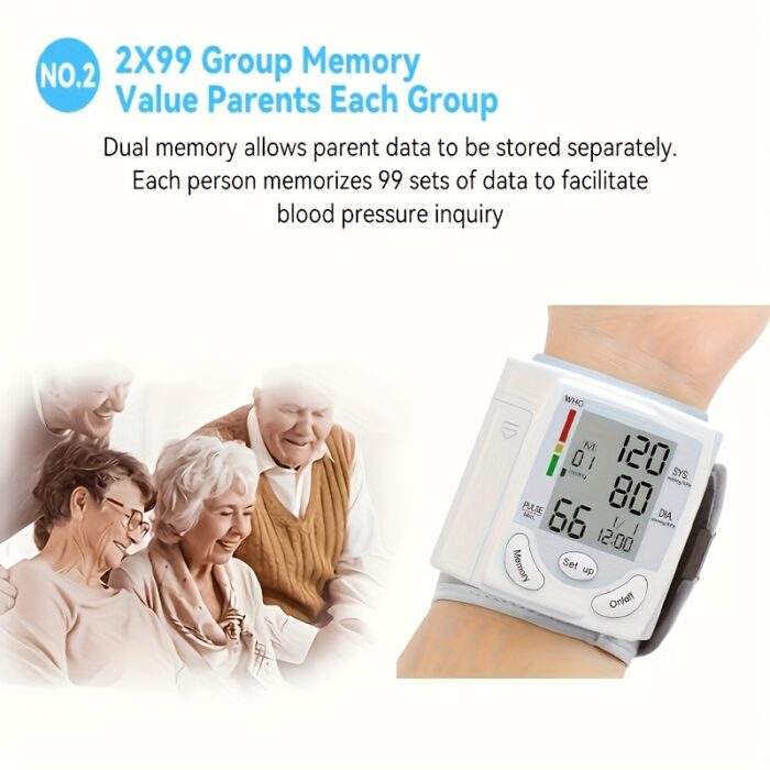 Automatic Wrist Blood Pressure Monitor – Large LCD, Pulse & Irregular Heartbeat Detection - Image 3