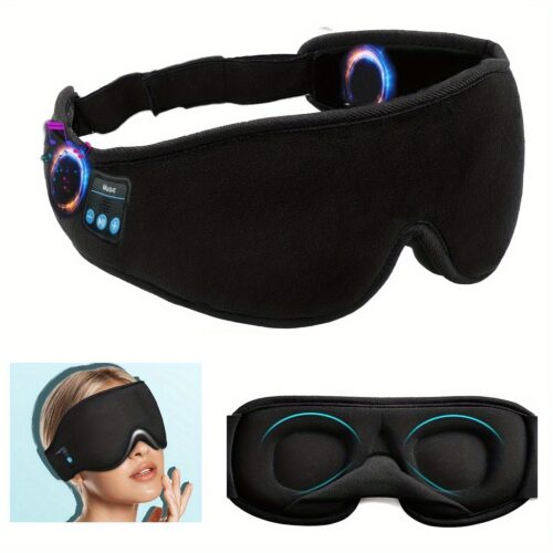 Wireless 3D Sleep Mask Headphones – Bluetooth Eye Mask with No-Pressure Design (Black)