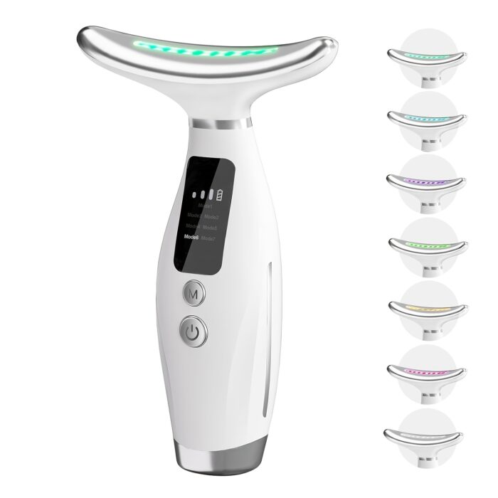 7-Color Neck & Facial Massager – USB Rechargeable LED Skincare Tool with Vibration - Image 3