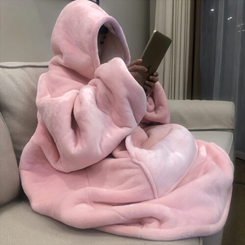 Oversized Wearable Hoodie Blanket – Double-Sided with Pockets, Cozy Gift for All Occasions