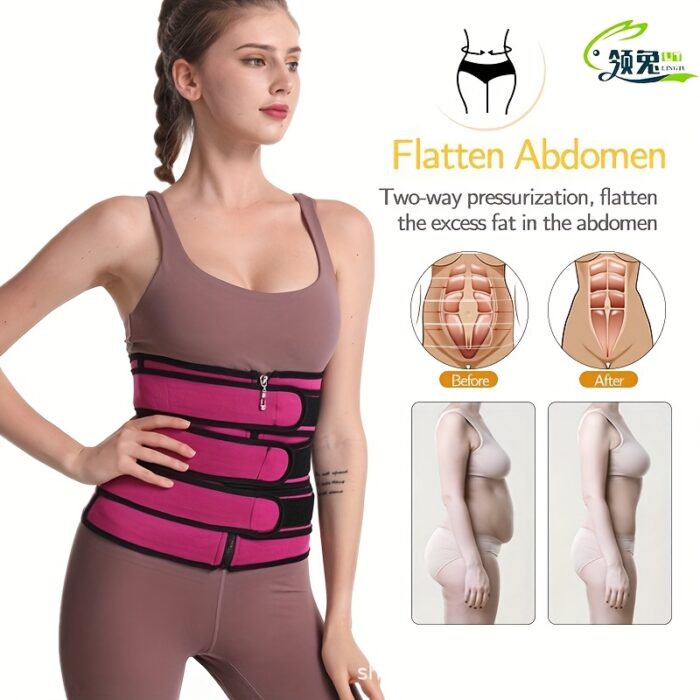 Women'S Neoprene Waist Trainer, 3 Straps Tummy Tightening Fitness Corset Waist Shaper, Tightening Waist Trainer Weight Loss Corset Sweat Belt, Adjustable Corset Waist Belt - Men And Women! - Image 2